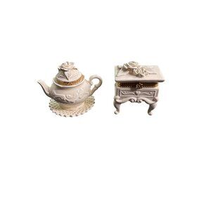 1998 & 1999 Mud Pie Set of Ceramic Trinket Boxes
